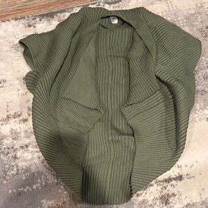 Olive Green Ribbed Knit Cardigan